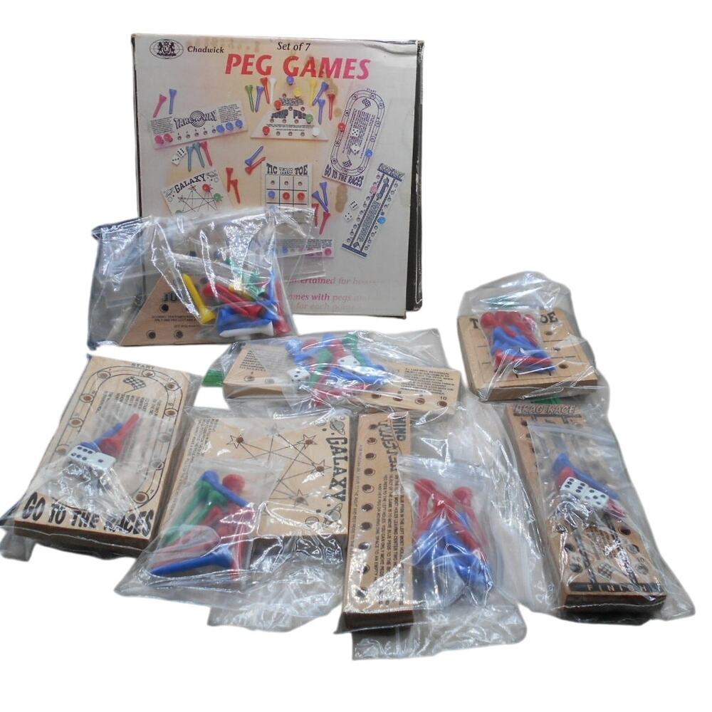 Chadwick Peg Games Set of 7 #97980 Vintage 1989 Brain Teasers Puzzles